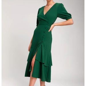 Beautiful green wrap light dress - Size S/XS